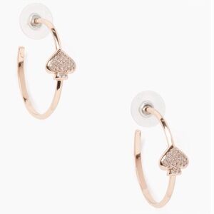 NEW Kate Spade Rose Gold Tone Pave Everyday Spade Hoop Earrings CZ Dust Bag Gift